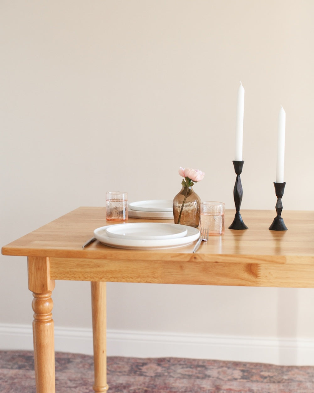 Set of 2 High Diamond Hand-Forged Iron Candle Holders – Black Finish