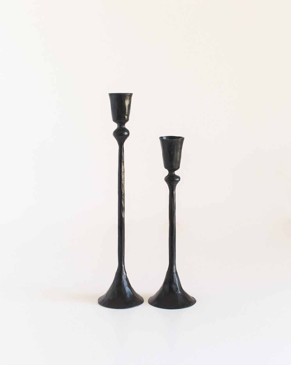 Set of 2 Gemini Hand-Forged Iron Candle Holders - Black Finish