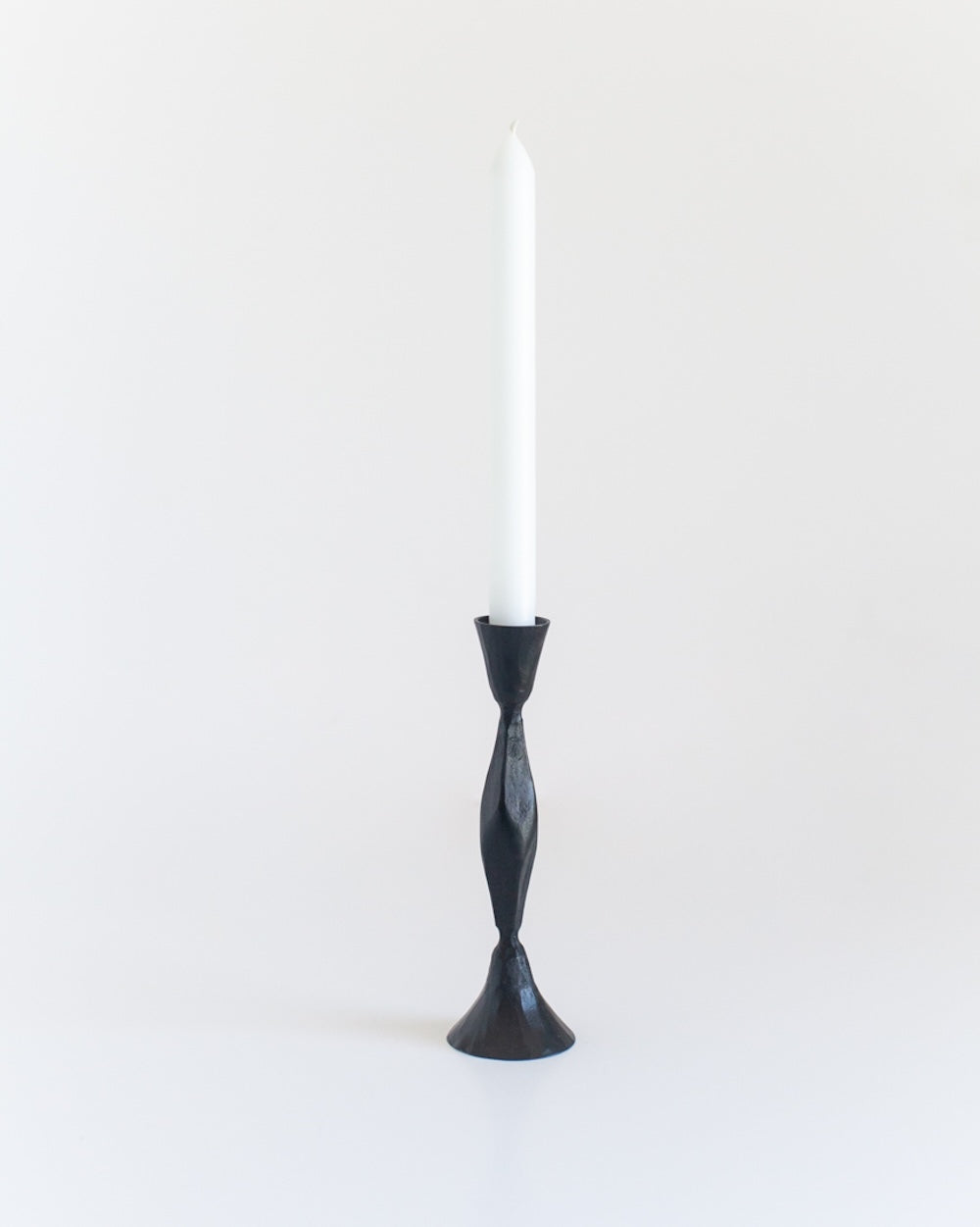 Set of 2 High Diamond Hand-Forged Iron Candle Holders – Black Finish