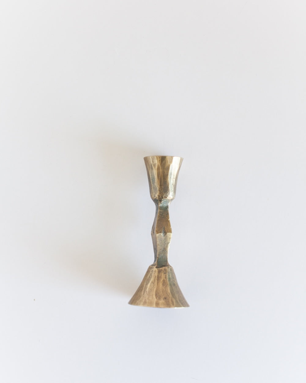 Set of 2 Low Diamond Hand-Forged Iron Candle Holders – Brass Finish