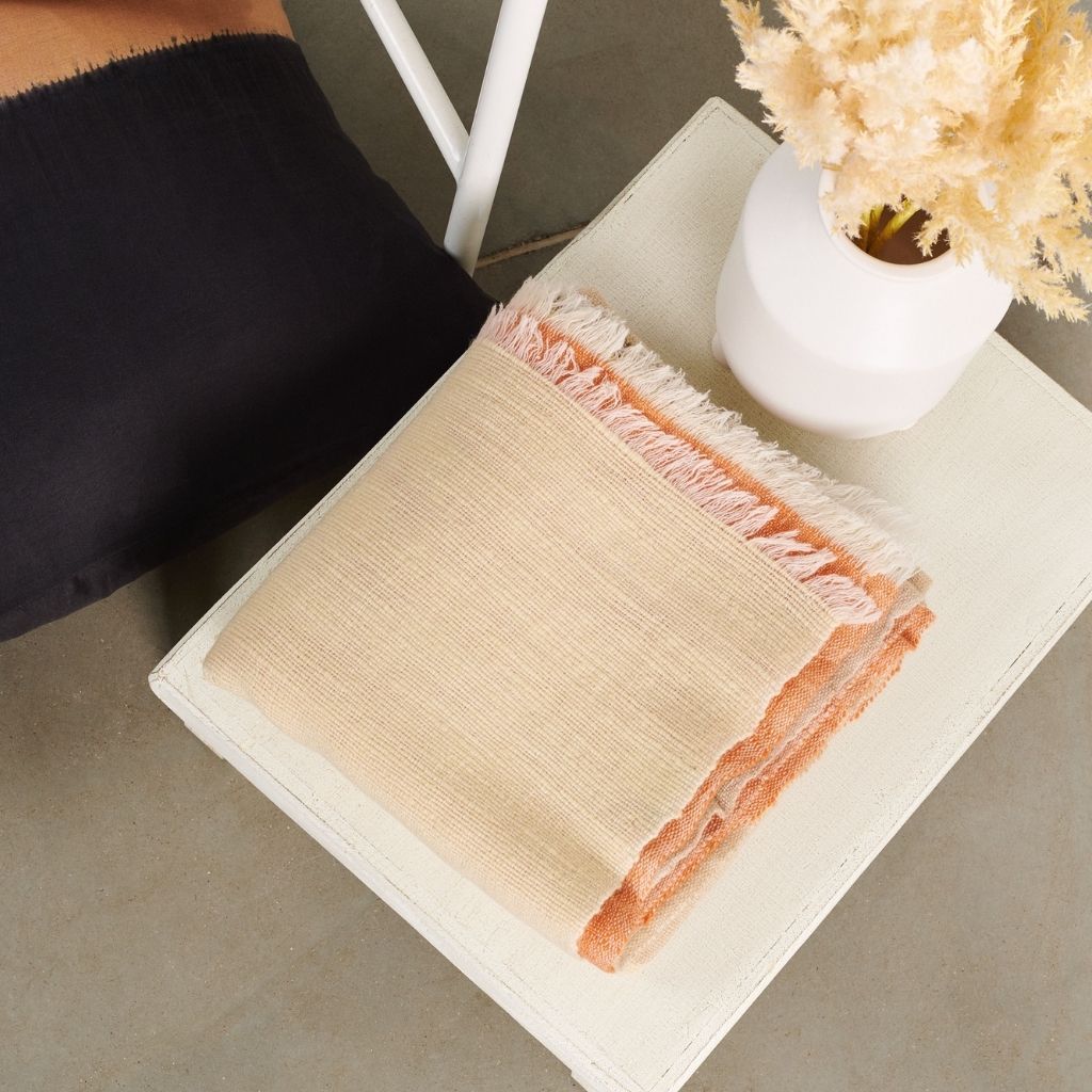 Chestnut Color Block Handwoven Soft Merino Throw