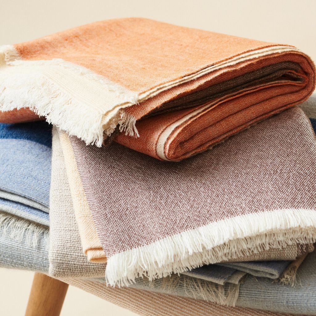 Chestnut Color Block Handwoven Soft Merino Throw