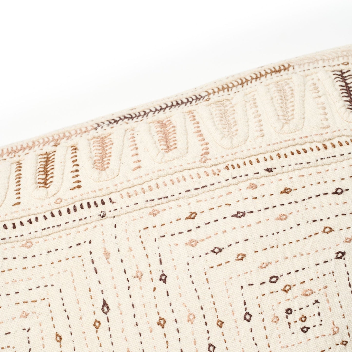 Maze Brown Handwoven Hand Embroidered Organic Cotton Pillow