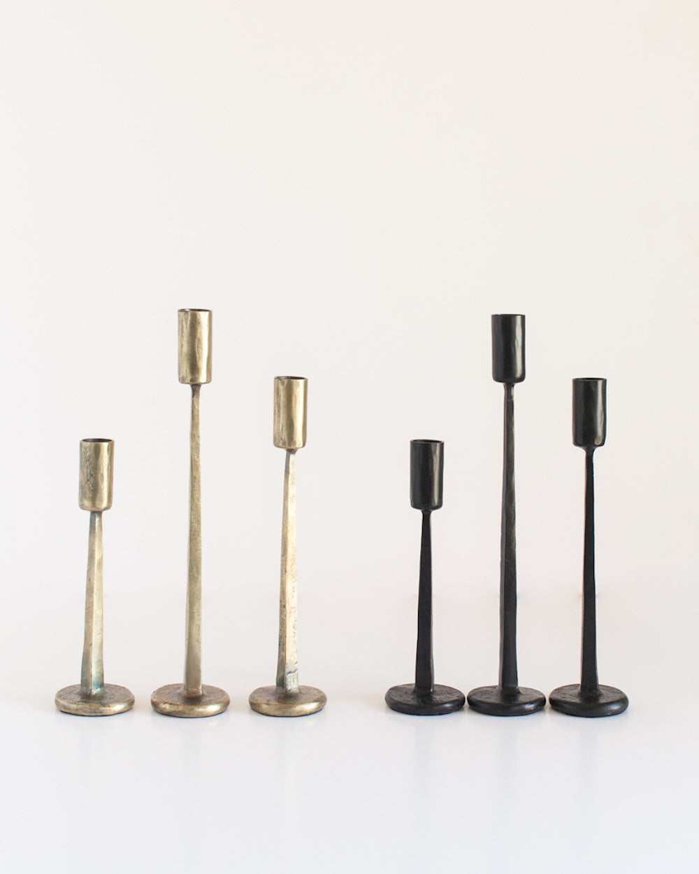 Set of 3 Dante Hand-Forged Iron Taper Candle Holders – Black Finish