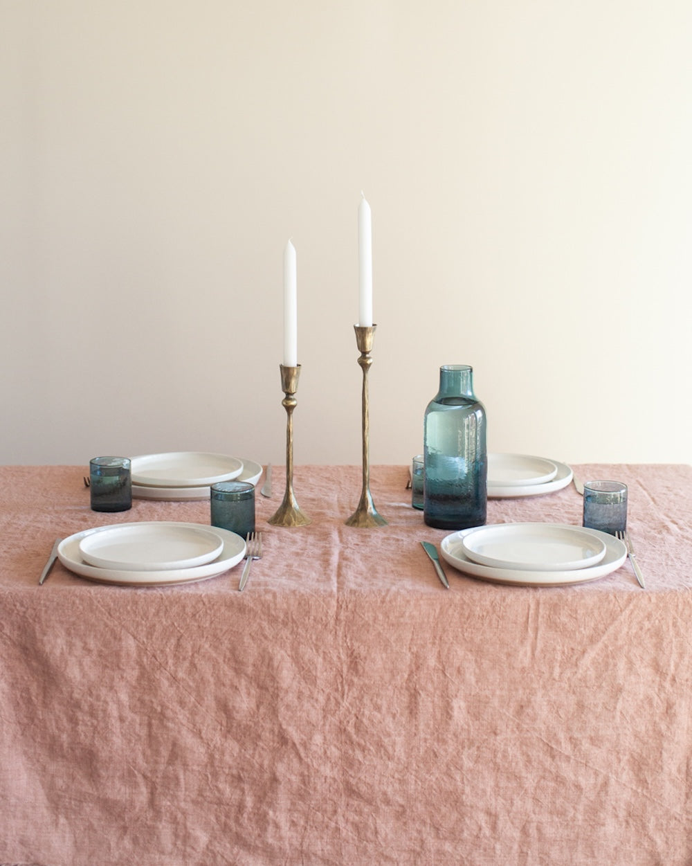 Set of 2 Gemini Hand-Forged Iron Candle Holders– Brass Finish