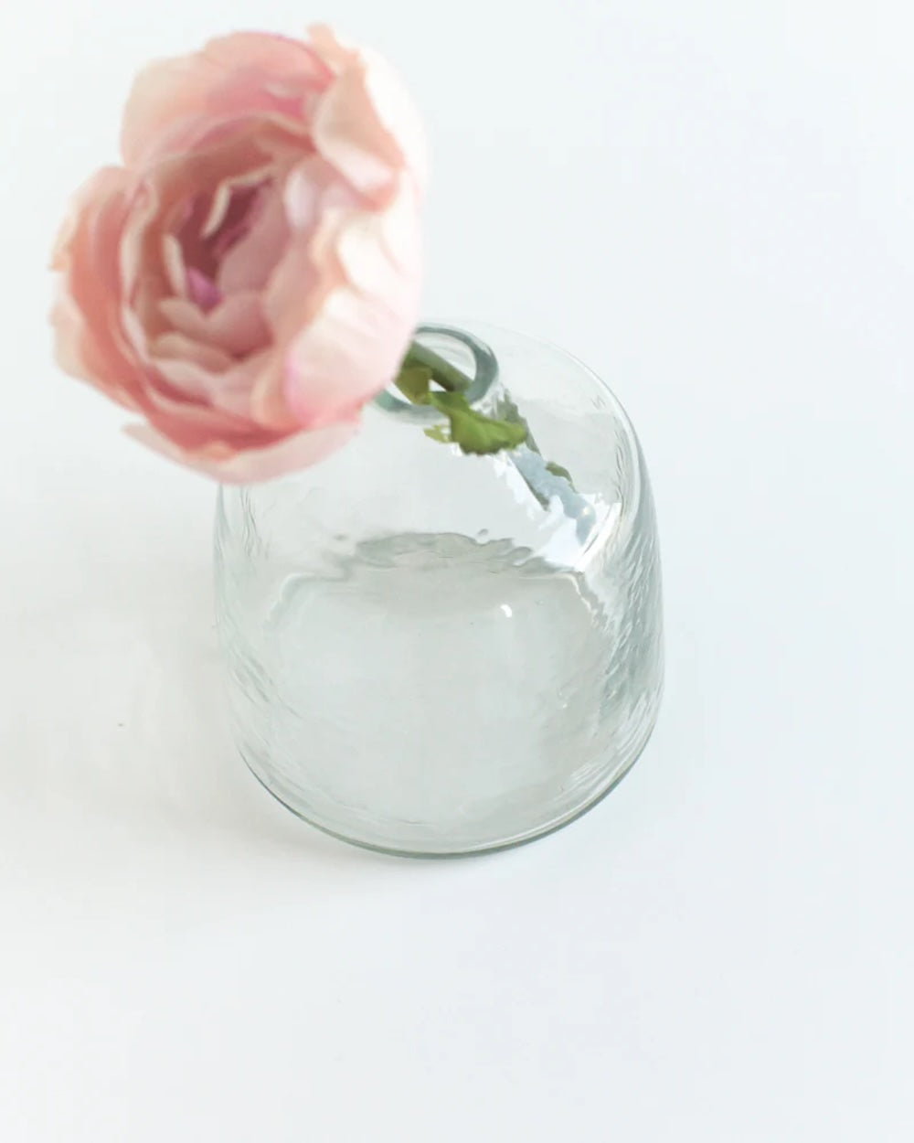 Set of 3 Handblown Hammered Bud Vases - Clear