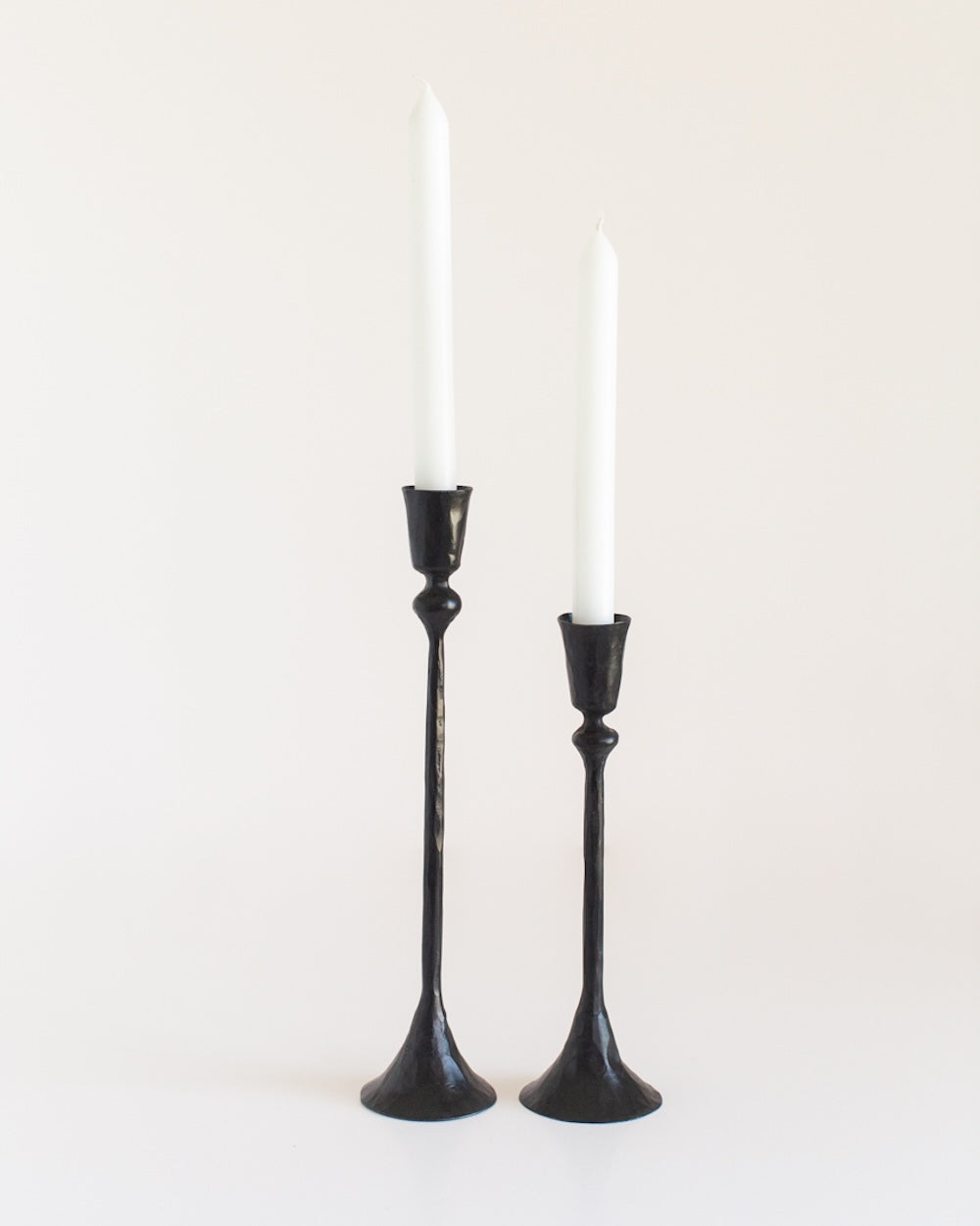 Set of 2 Gemini Hand-Forged Iron Candle Holders - Black Finish