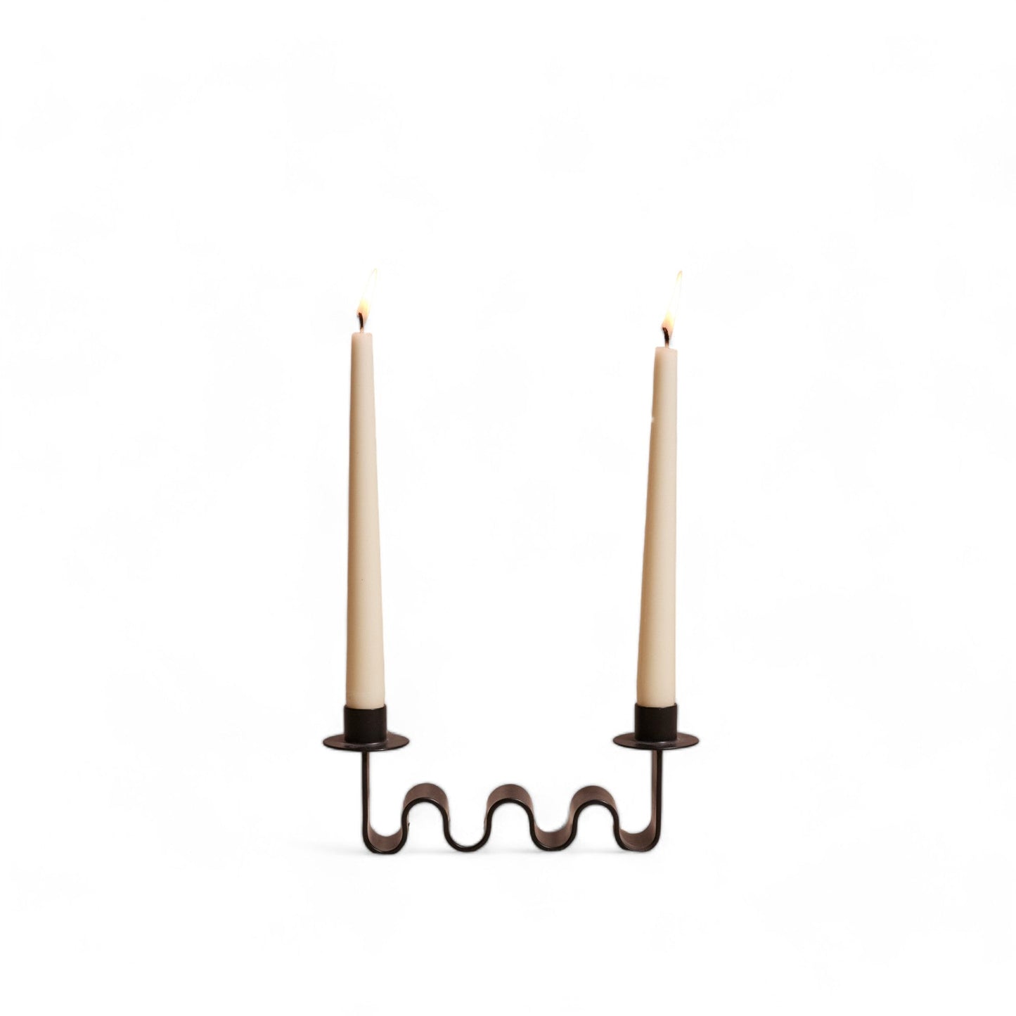 Helen Taper Candle Holder – Wavy Black Metal