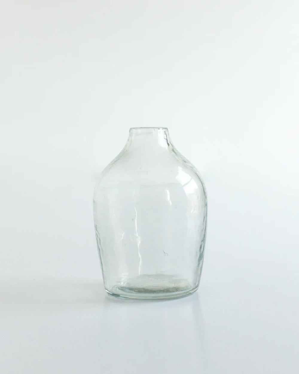 Set of 3 Handblown Hammered Bud Vases - Clear