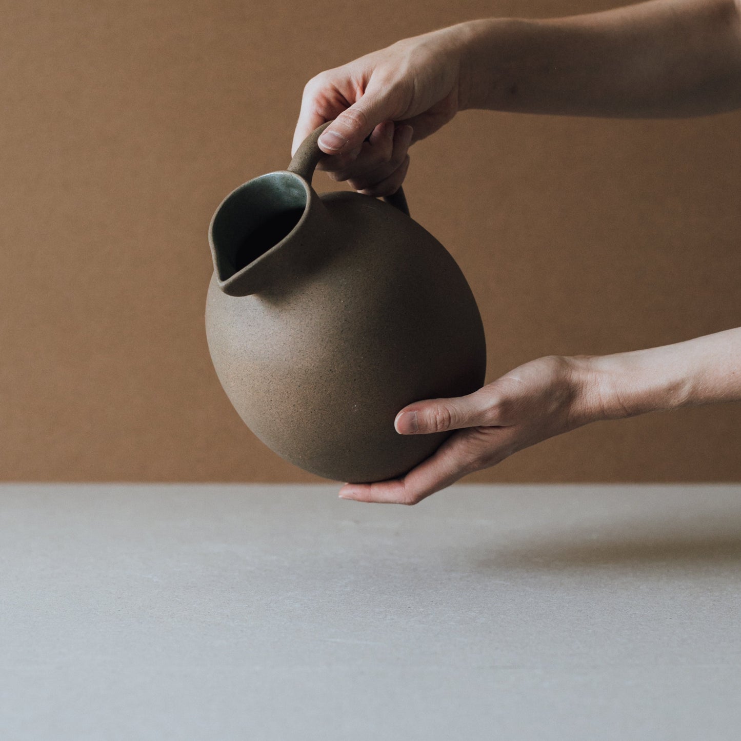 Ceramic Ball Pitcher – Handcrafted Natural Clay
