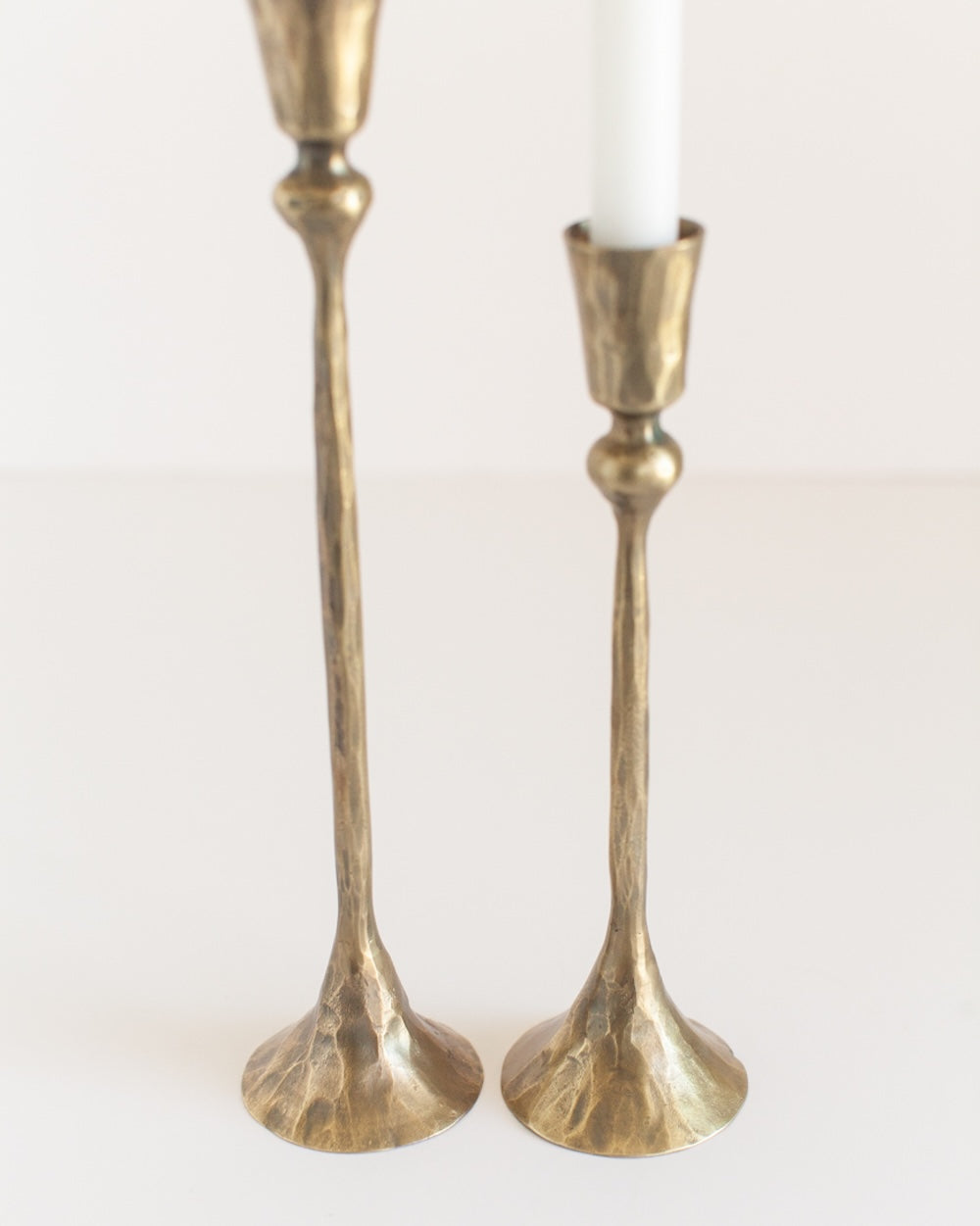 Set of 2 Gemini Hand-Forged Iron Candle Holders– Brass Finish