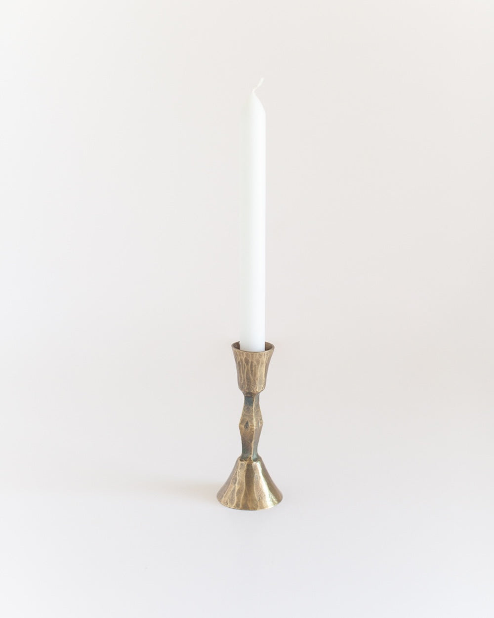 Set of 2 Low Diamond Hand-Forged Iron Candle Holders – Brass Finish
