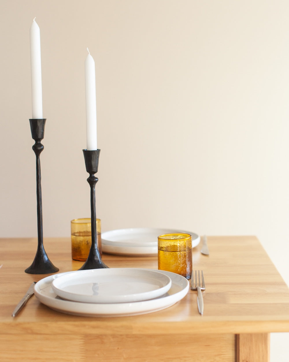 Set of 2 Gemini Hand-Forged Iron Candle Holders - Black Finish