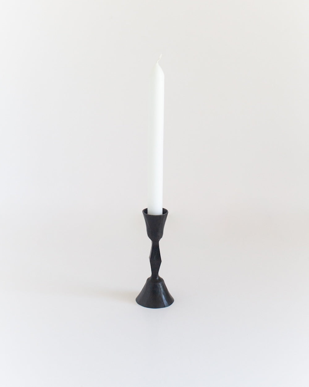Set of 2 Low Diamond Hand-Forged Iron Candle Holders – Black Finish