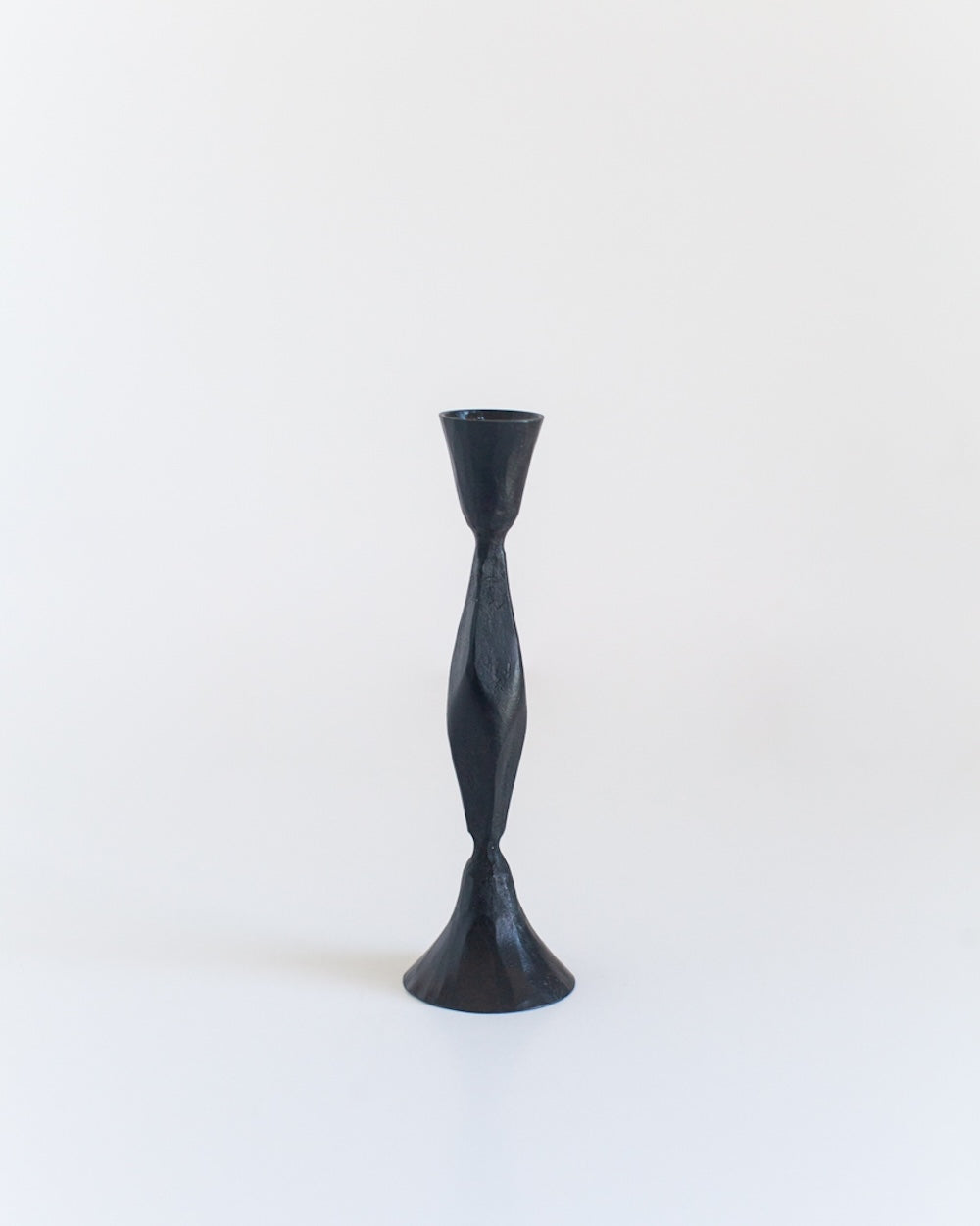 Set of 2 High Diamond Hand-Forged Iron Candle Holders – Black Finish