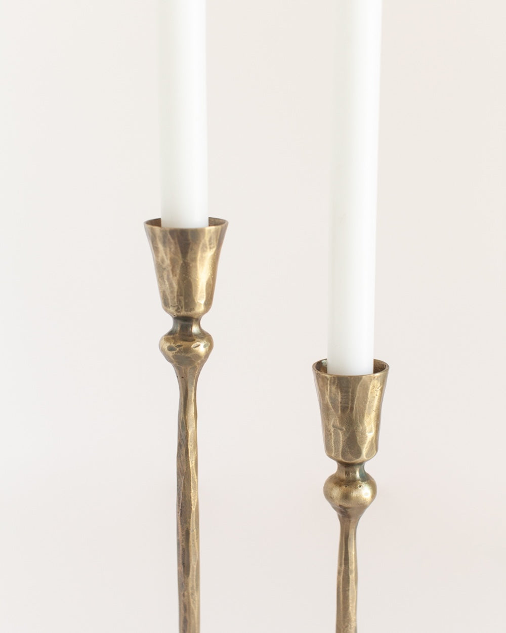 Set of 2 Gemini Hand-Forged Iron Candle Holders– Brass Finish