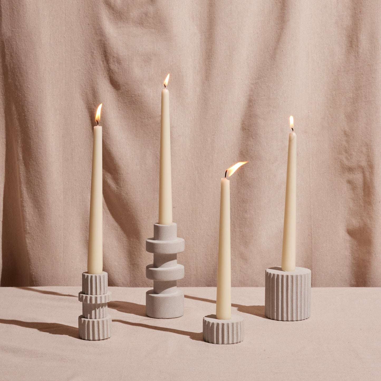 Pilar Taper Candle Holder – Natural Sandstone