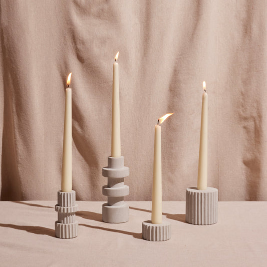 Pilar Taper Candle Holder – Natural Sandstone