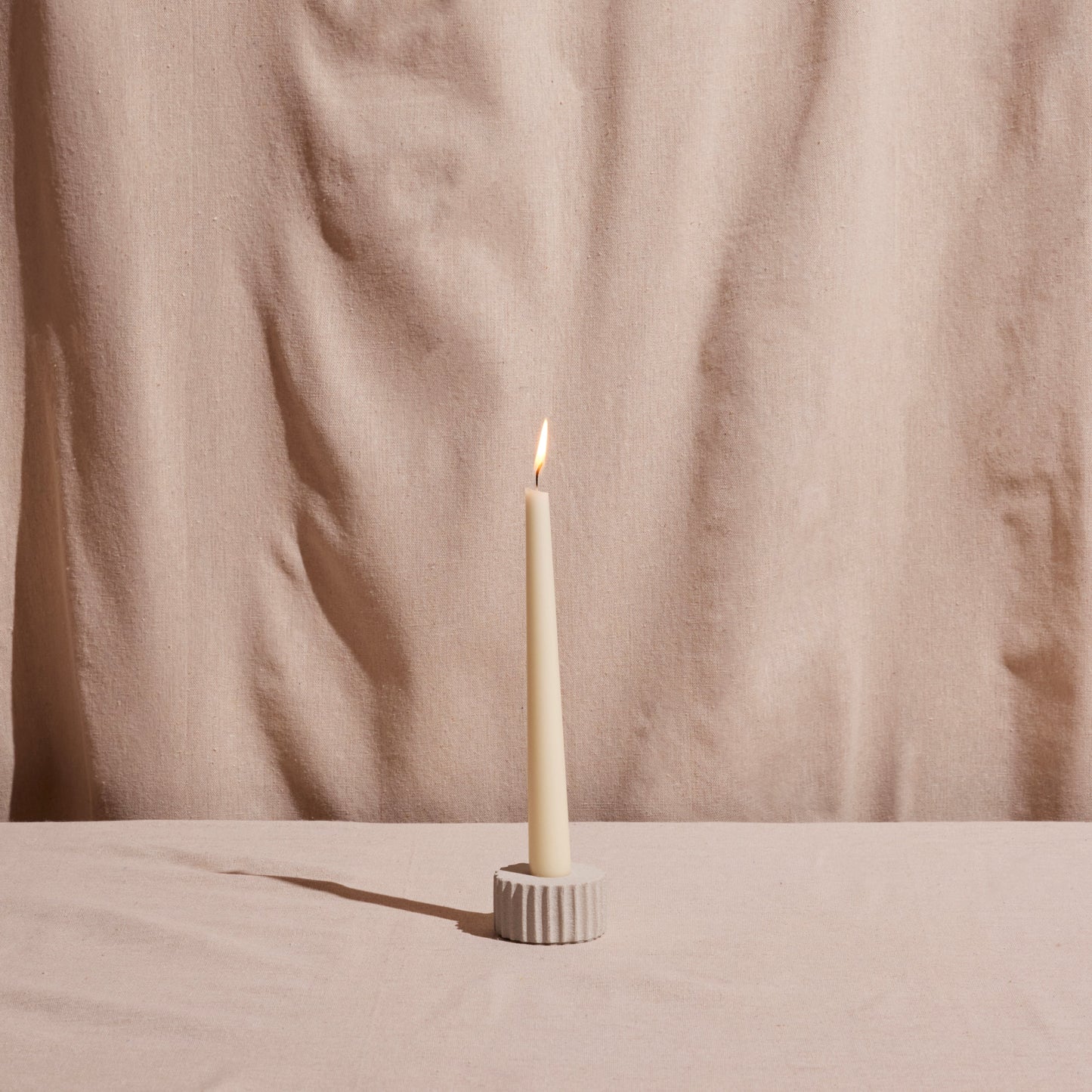 Pilar Low Taper Candle Holder – Natural Sandstone