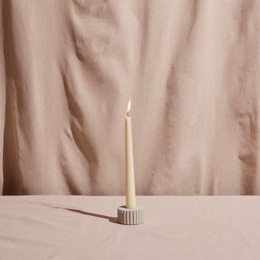 Pilar Low Taper Candle Holder – Natural Sandstone