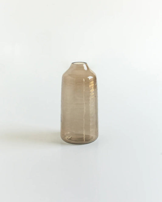 Set of 3 Handblown Hammered Bud Vases - Smoke