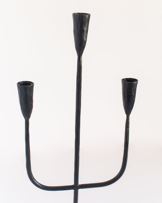 Hand-Forged Iron Candelabra - Black Finish