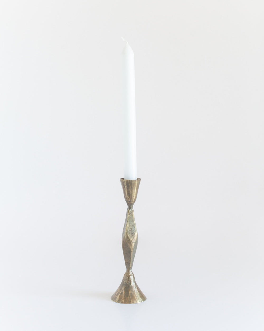 Set of 2 High Diamond Hand-Forged Iron Candle Holders – Brass Finish