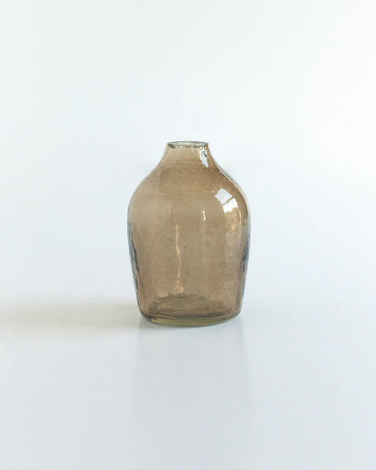 Set of 3 Handblown Hammered Bud Vases - Smoke