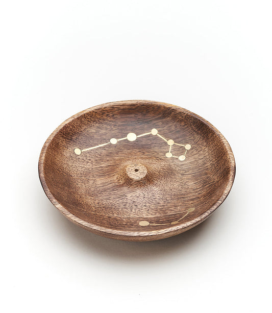 Jyotisha Celestial Round Incense Holder - Wood, Brass