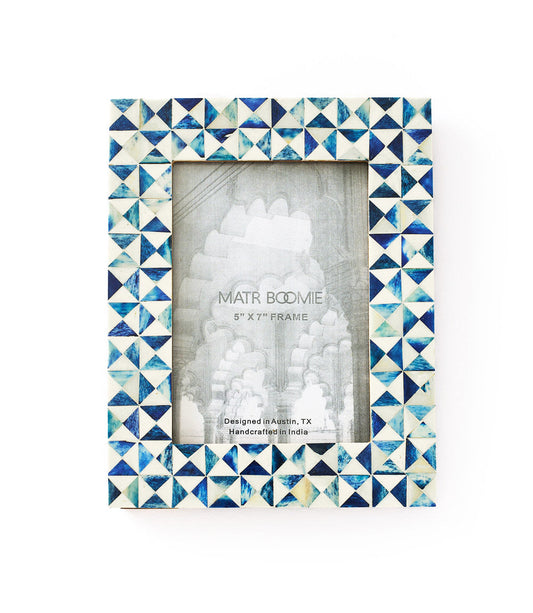 Varuna 5x7 Picture Frame – Cobalt Blue & White Mosaic Bone