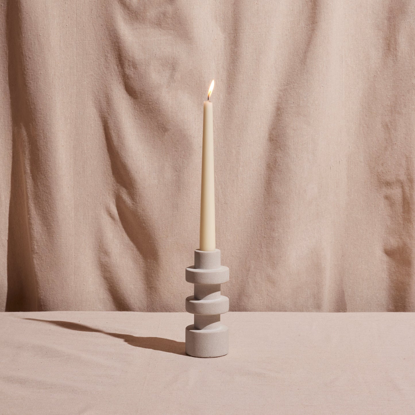 Pilar Tear Taper Candle Holder – Natural Sandstone
