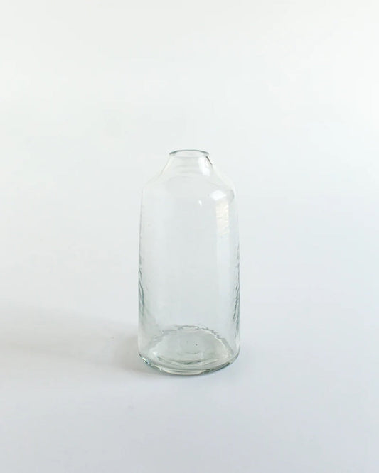 Set of 3 Handblown Hammered Bud Vases - Clear
