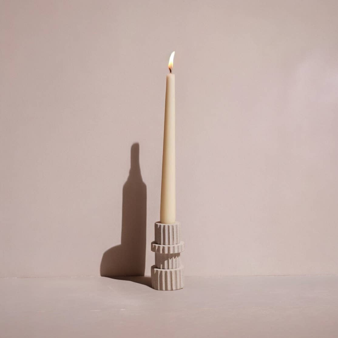 Pilar Taper Candle Holder – Natural Sandstone
