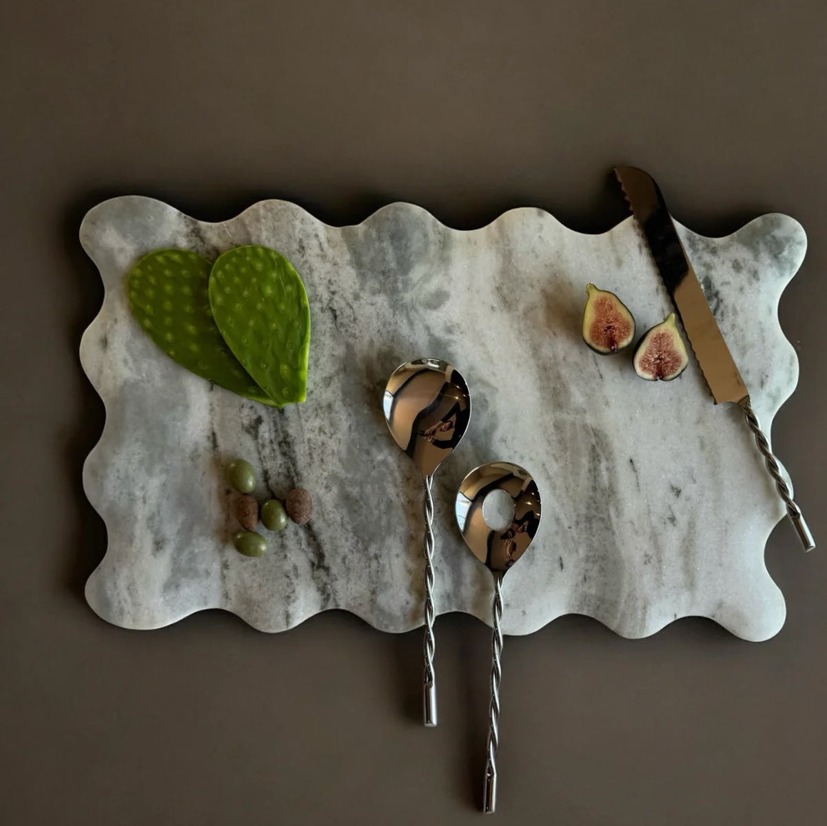 Kora Large Hand-Carved Marble Serving Board
