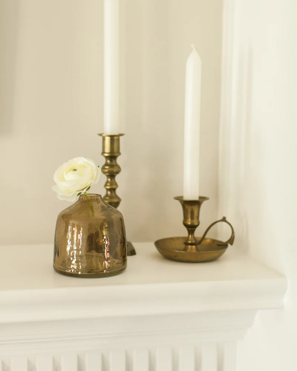 Set of 3 Handblown Hammered Bud Vases - Smoke