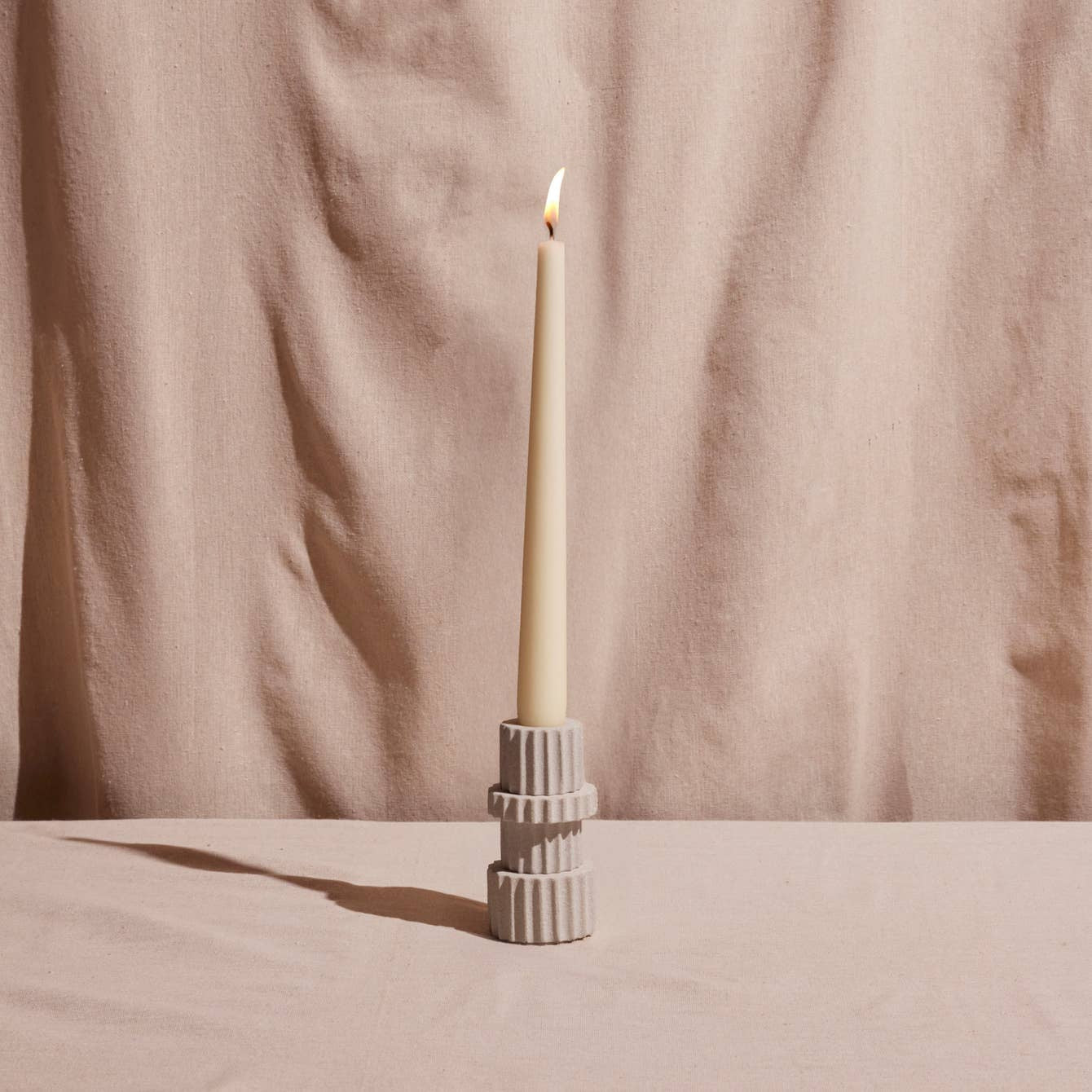 Pilar Taper Candle Holder – Natural Sandstone