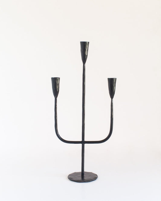 Hand-Forged Iron Candelabra - Black Finish