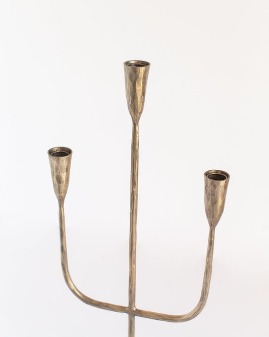 Hand-Forged Iron Candelabra – Brass Finish