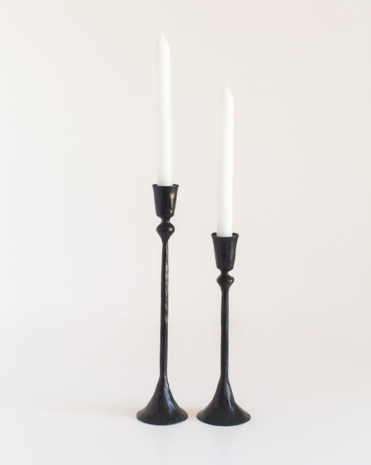 Set of 2 Gemini Hand-Forged Iron Candle Holders - Black Finish