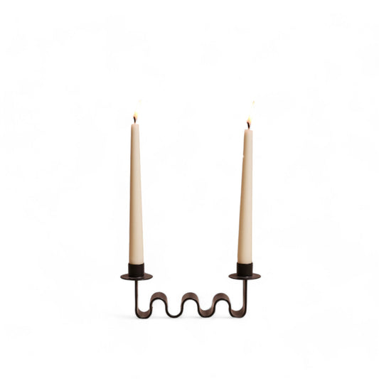 Helen Taper Candle Holder – Wavy Black Metal