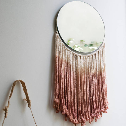Lucia Wall Mirror with Rose-Dyed Cotton