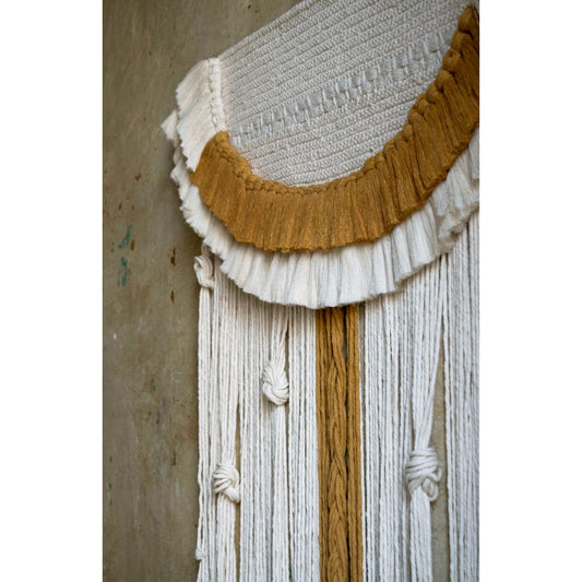 Laia Crochet & Macramé Wall Tapestry – Mustard and Natural Cotton