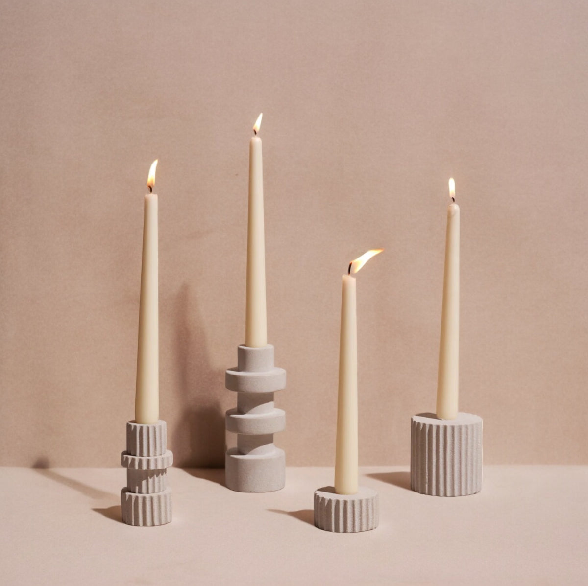 Pilar Small Taper Candle Holder – Natural Sandstone