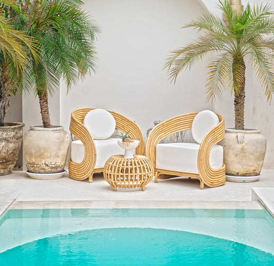 Madrid Rattan Arm Chair – Upholstered Lounge Chair with Cushion