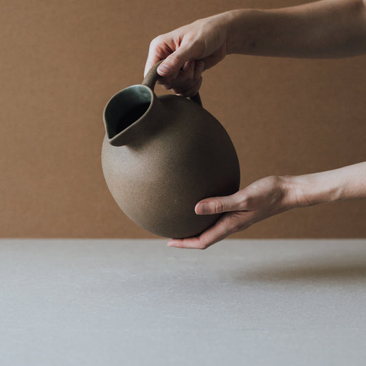 Ceramic Ball Pitcher – Handcrafted Natural Clay