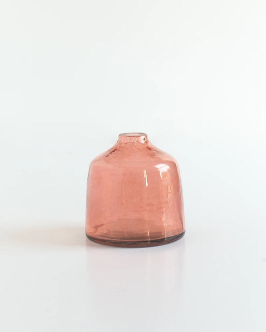 Set of 3 Handblown Hammered Bud Vases - Blush