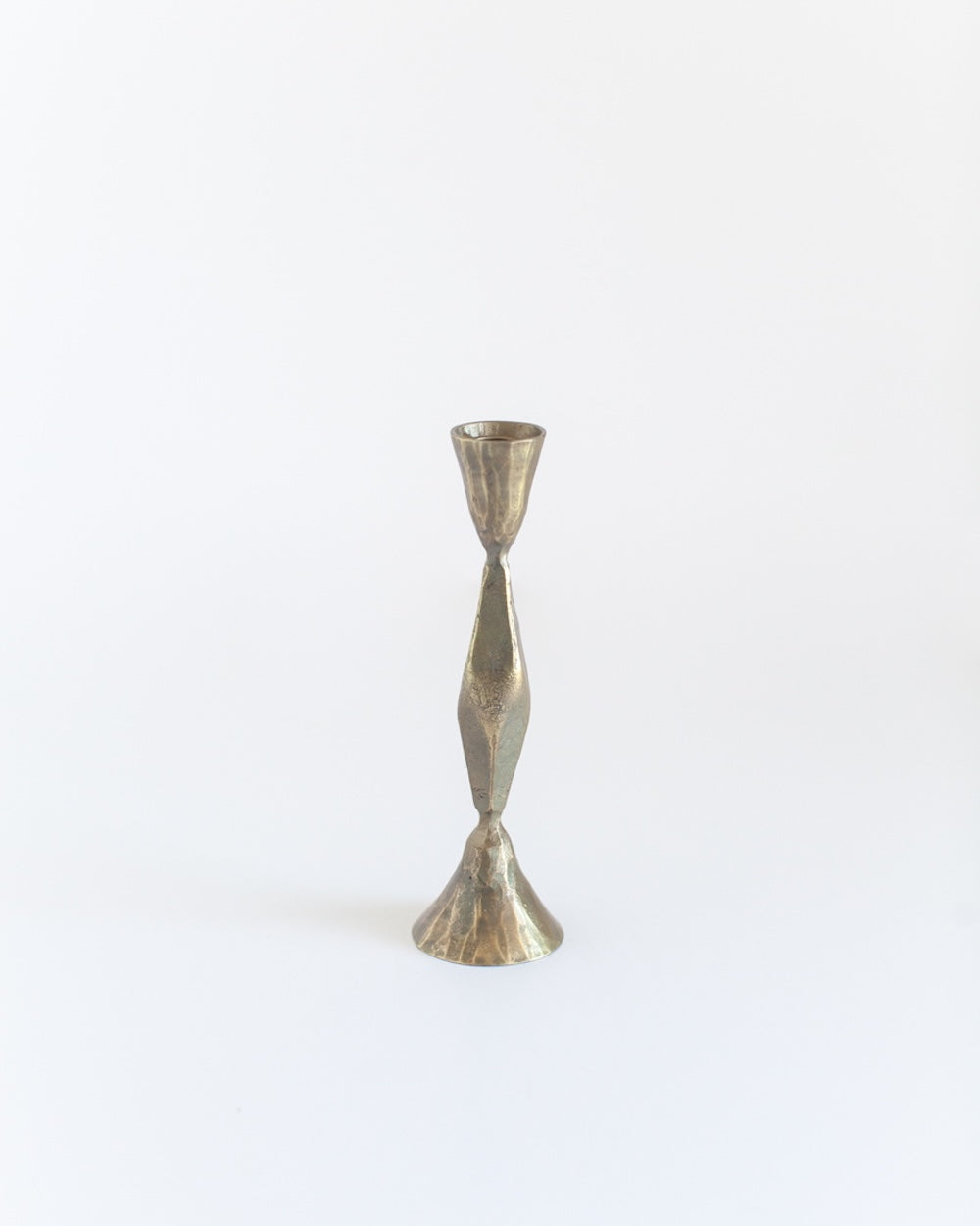 Set of 2 High Diamond Hand-Forged Iron Candle Holders – Brass Finish