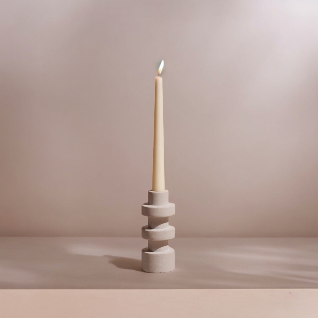 Pilar Tear Taper Candle Holder – Natural Sandstone