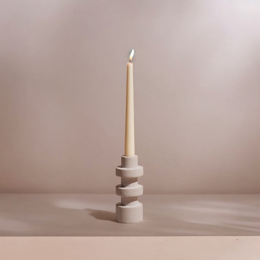 Pilar Tear Taper Candle Holder – Natural Sandstone
