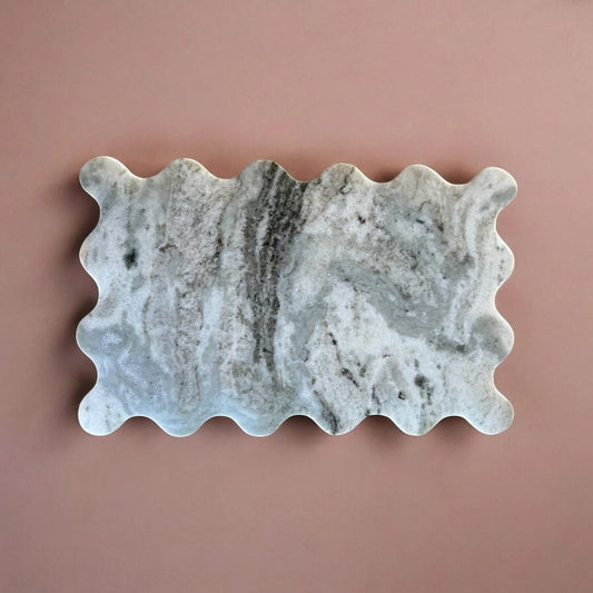 Kora Large Hand-Carved Marble Serving Board